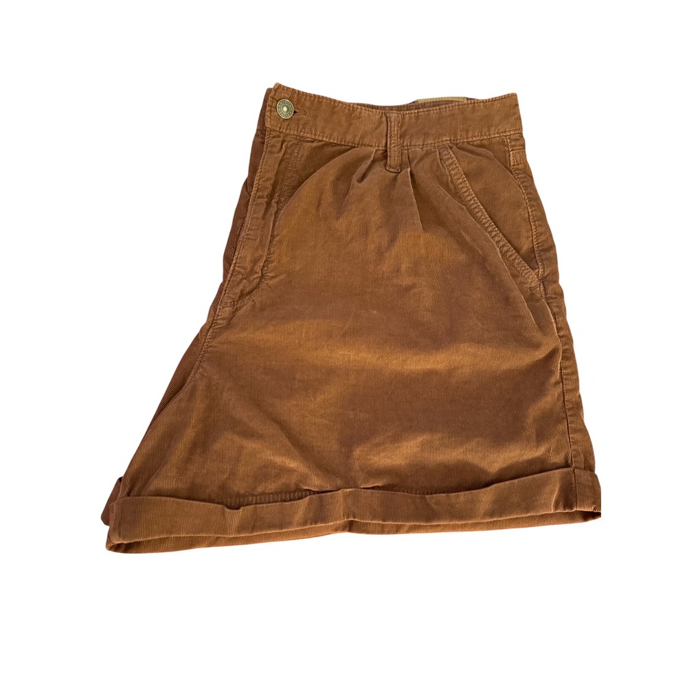 American Eagle Mom Shorts Brown Corduroy Pleated Cuffed High Rise Womens Size 20 - Picture 8 of 9